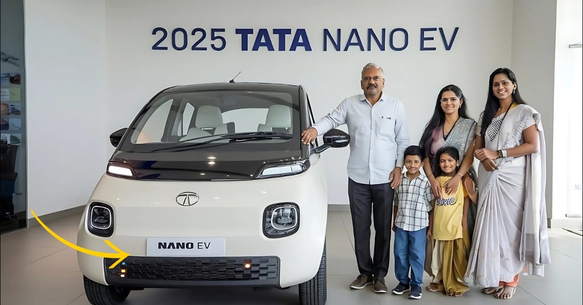 Tata Nano EV parked at an electric charging station, highlighting its eco-friendly design and compatibility with urban charging infrastructure.